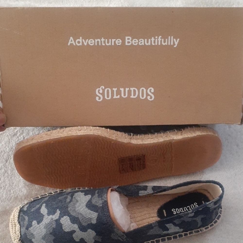 Soludos Blue and White Loafers